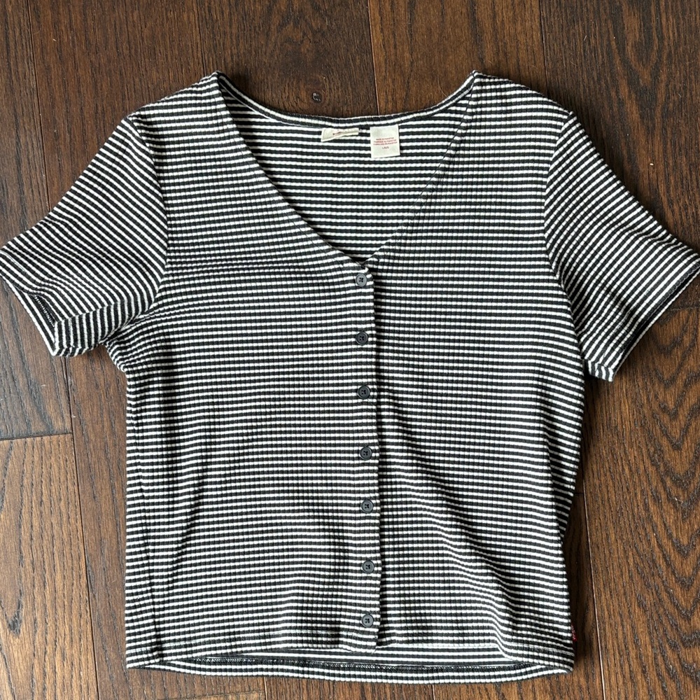 Levi's Black and White Striped Top